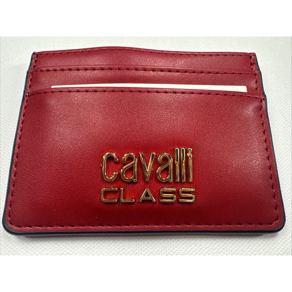 Cavalli Class Red Leather Slim Card Holder – Gold Logo